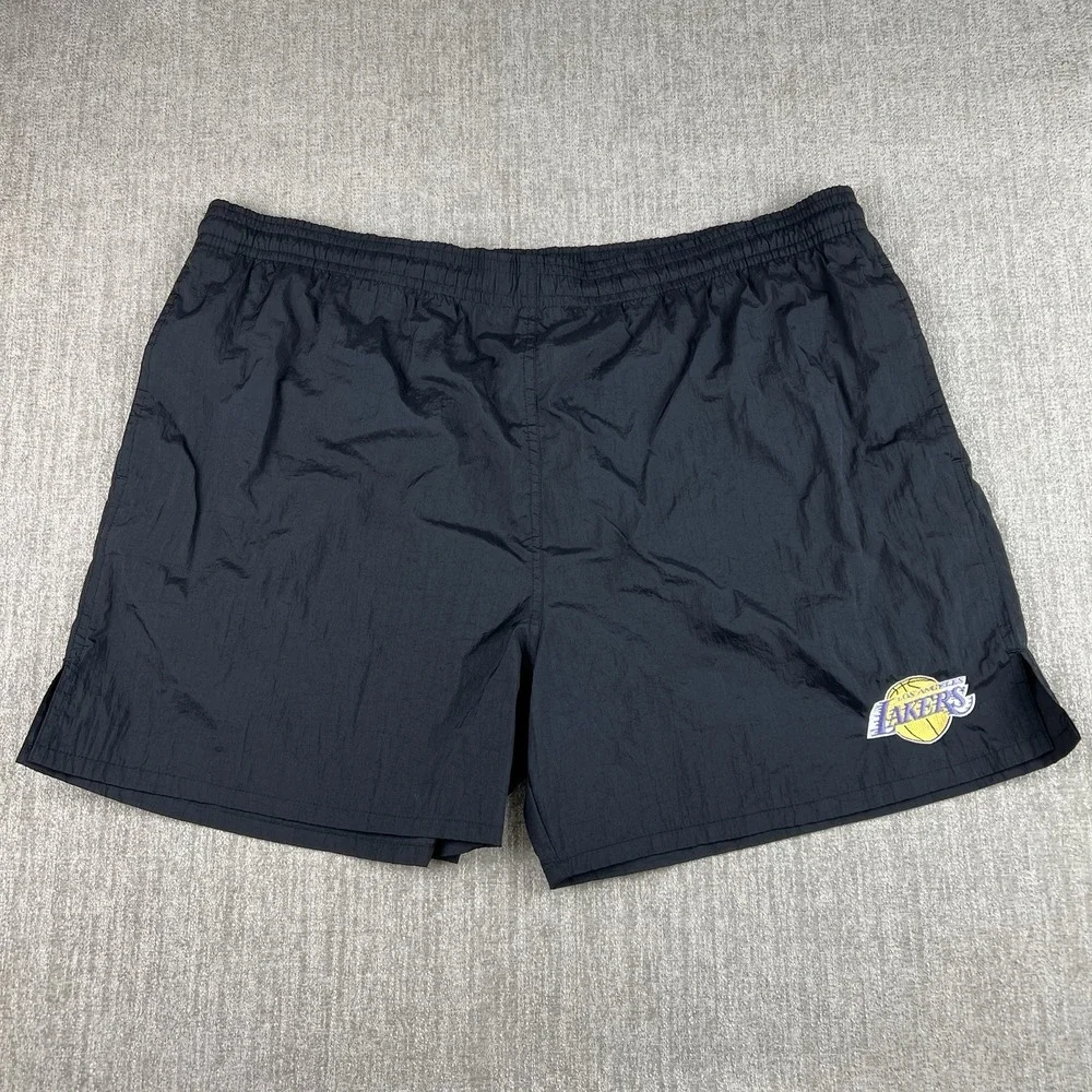Vintage Los Angeles LAKERS Shorts Men's XL Swim Lee Sport 90s Black Kobe‎ NBA